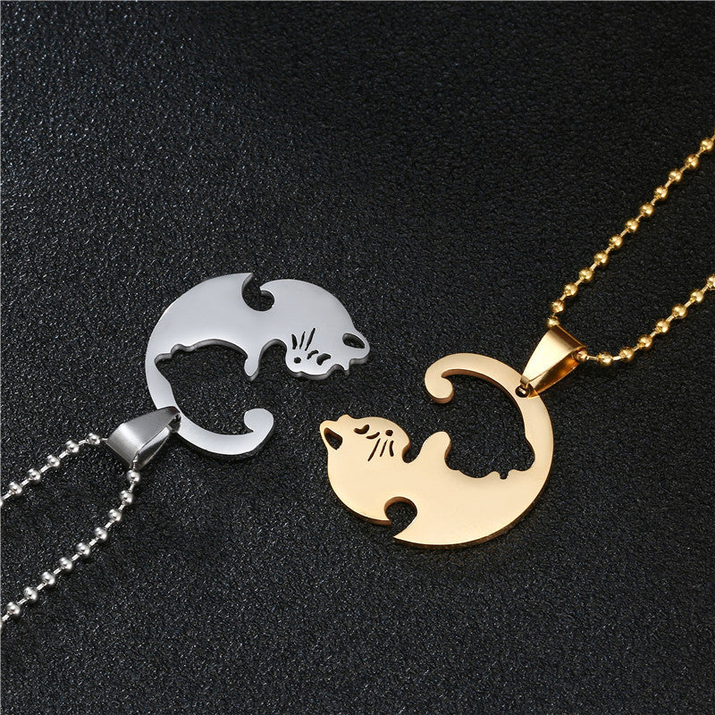 Female Autumn Winter Sweater Titanium Steel Male Pendant Hip Hop Necklace