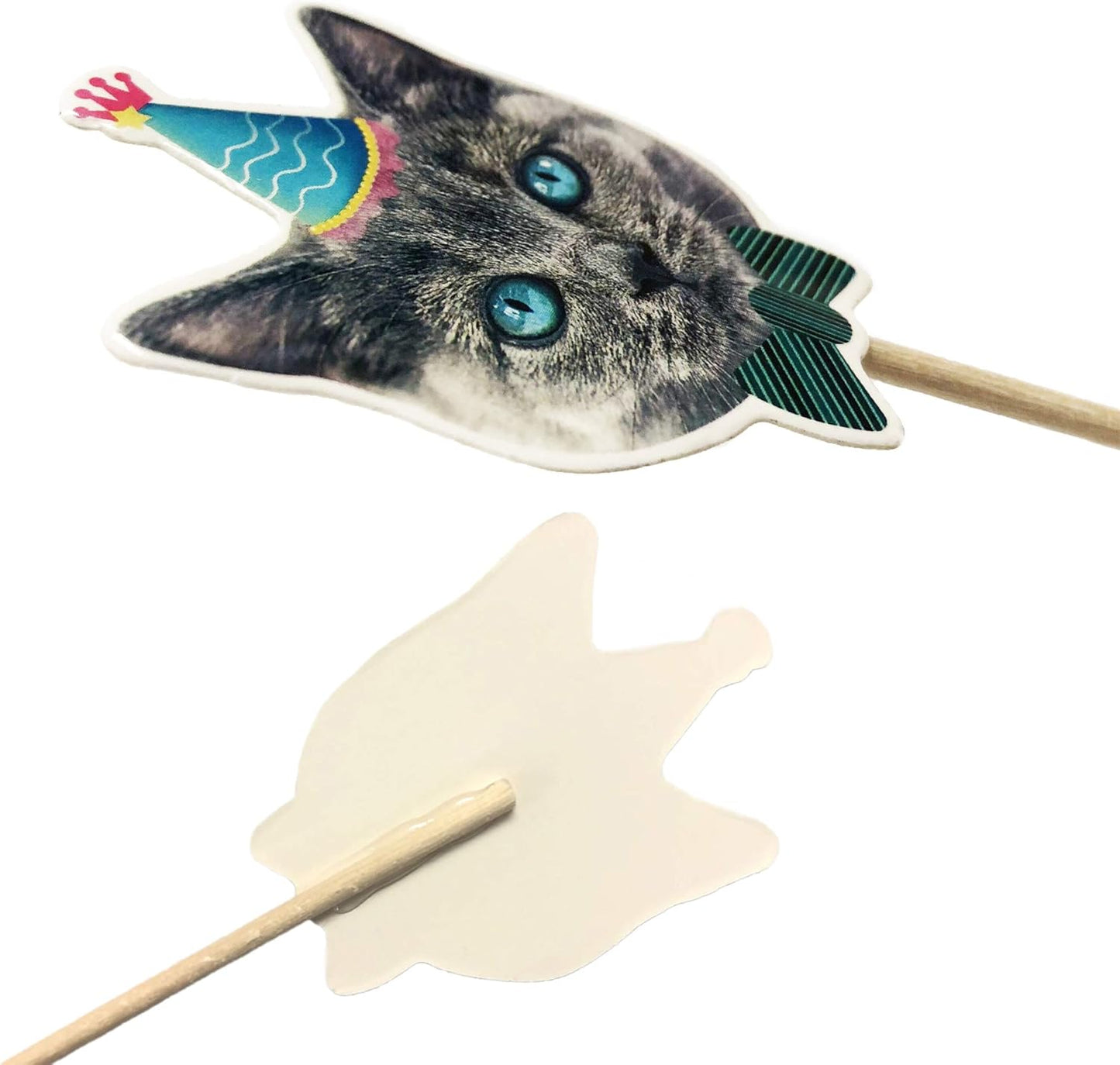 24PCS Cat Cupcake Toppers, Cats Face Cake Toppers, Kitten Pet Theme Decorations Stick Toothpicks Supplies for Party Baby Shower